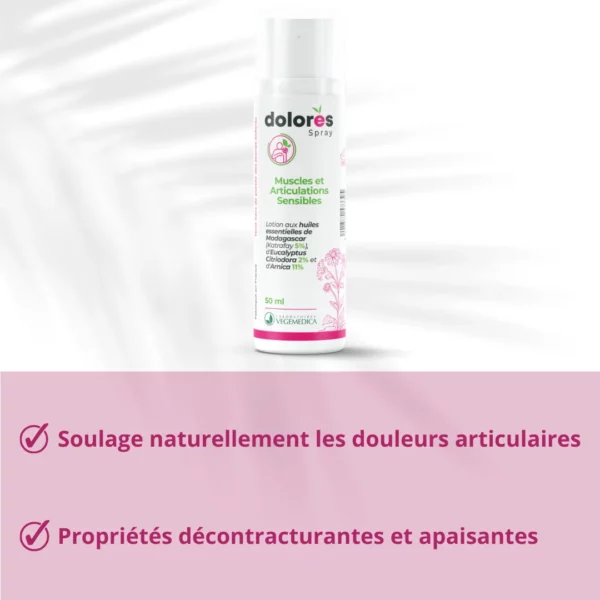 DOLORES®  Spray - Douleurs articulaires / musculaires soulage douleurs decontractant apaisant